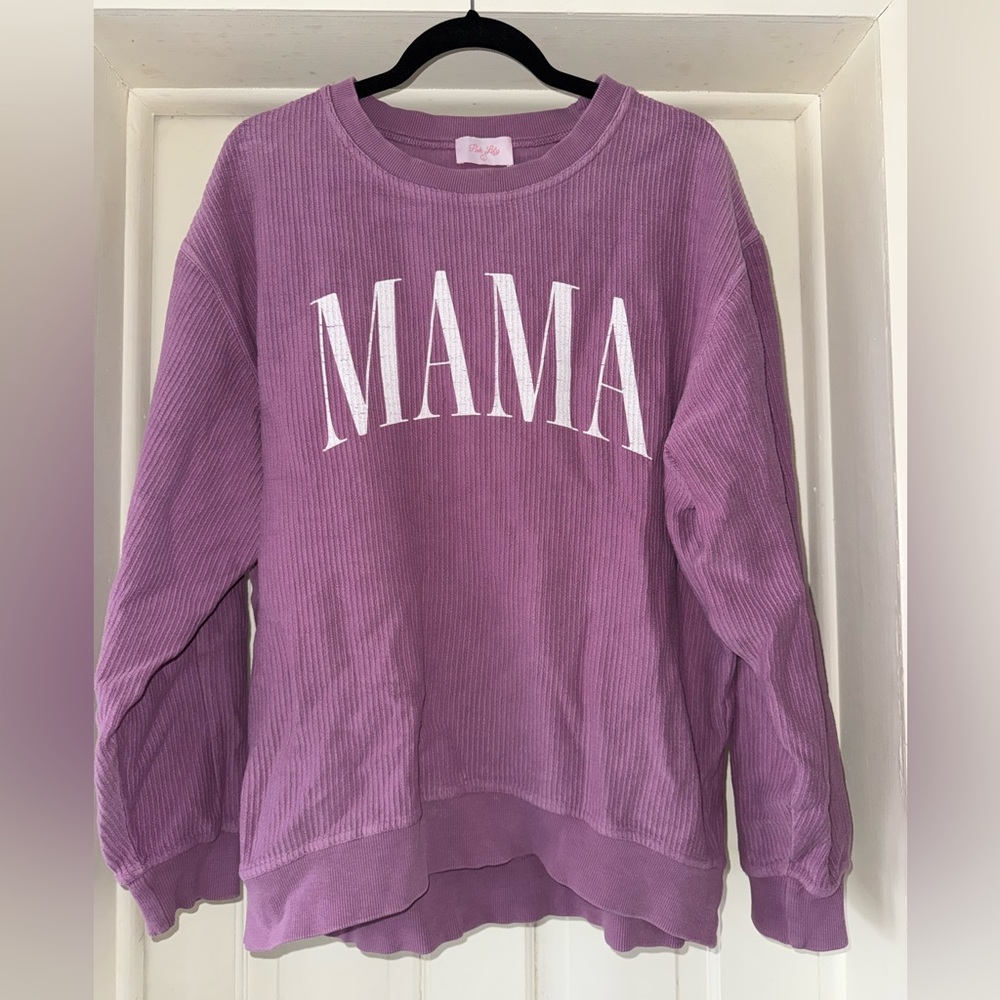 Pink Lily Purple 'MAMA' Pullover Crewneck